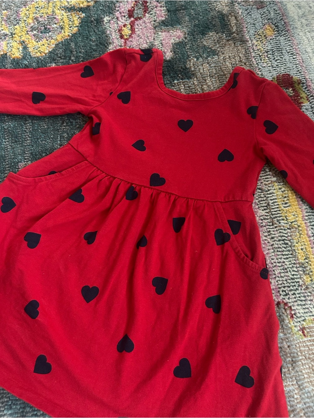 Gap Girls' Red Heart Print Long-Sleeve Dress - Picture 2 of 3